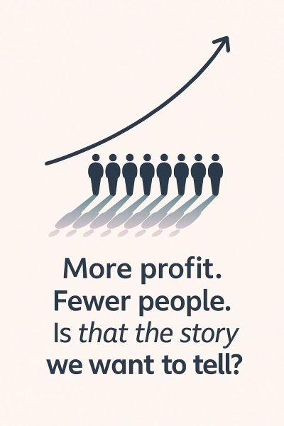 More profit. Fewer people. Is that the story we want to tell?